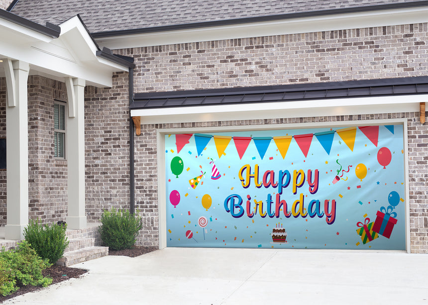 Birthday Cake Script Birthday Garage Door Banner