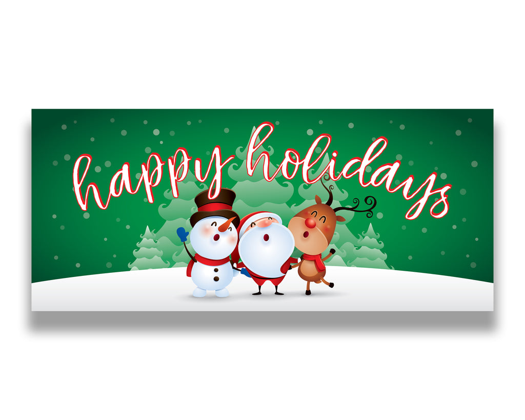Frosty Santa Rudolph Happy Holidays Christmas Garage Door Banner