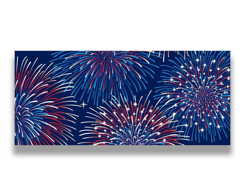 Red White Blue Fireworks 4th of July Garage Door Banner
