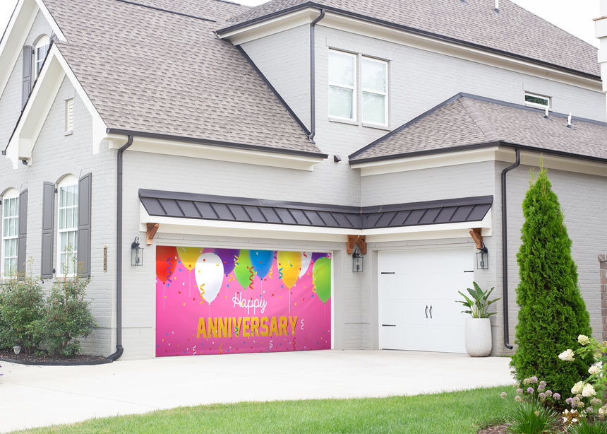 Balloon Anniversary Garage Door Banner