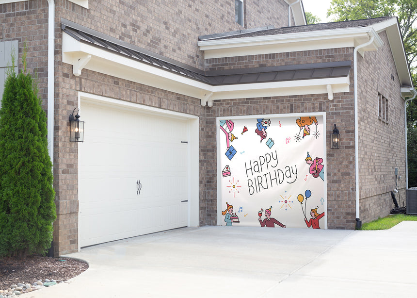 Party People Birthday Garage Door Banner