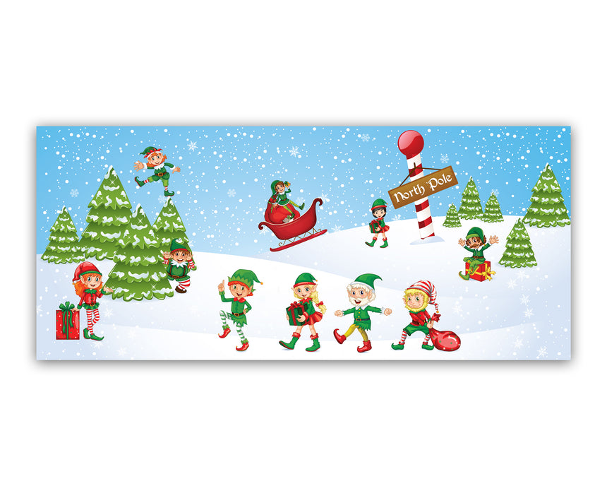 Elves In The Snow Christmas Garage Door Banner