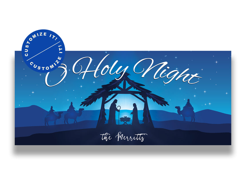 O Holy Night At The Nativity Christmas Garage Door Banner