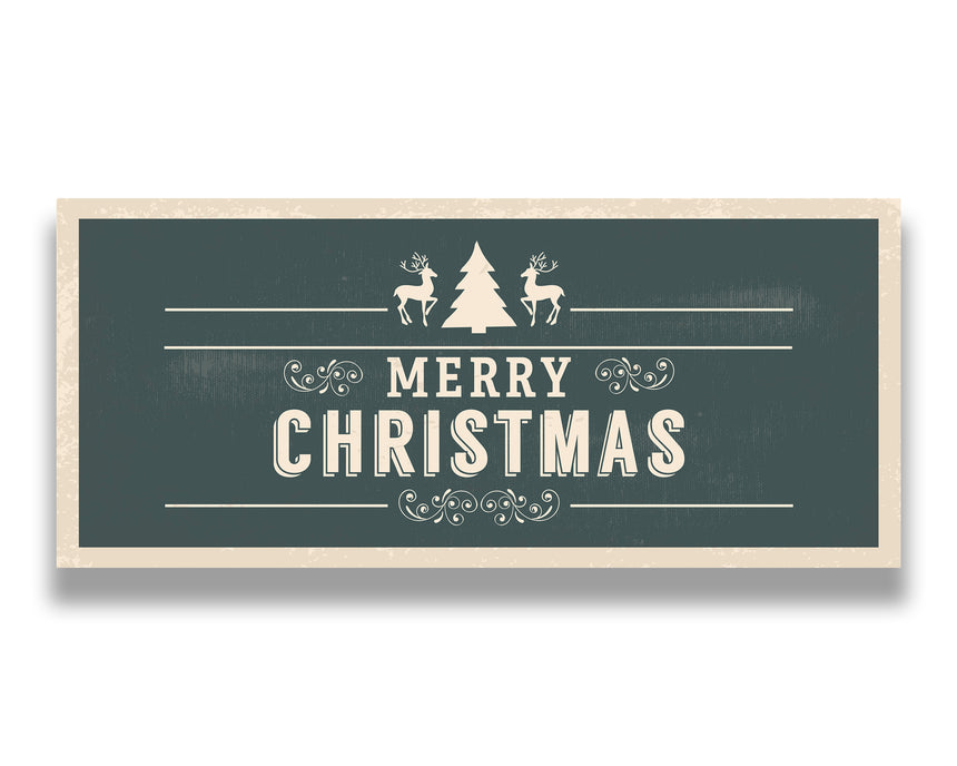Woodblock Christmas Garage Door Banner