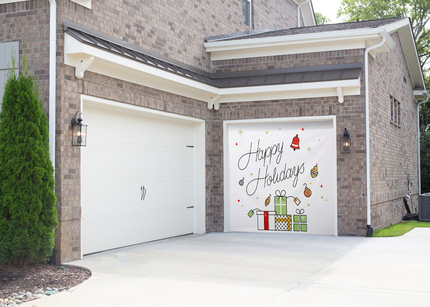 Happy Holidays Gift Boxes Christmas Garage Door Banner