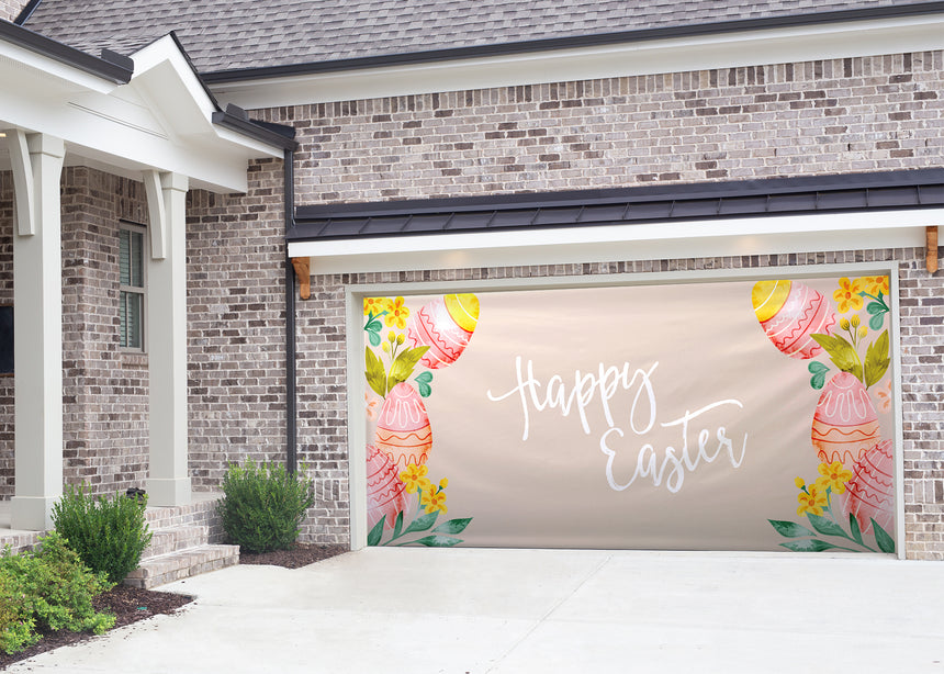 Watercolor Eggs Easter Garage Door Banner