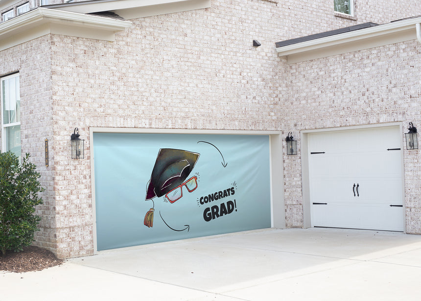 Glasses Graduation Garage Door Banner