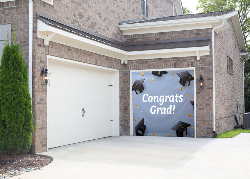 Caps Circle Graduation Garage Door Banner