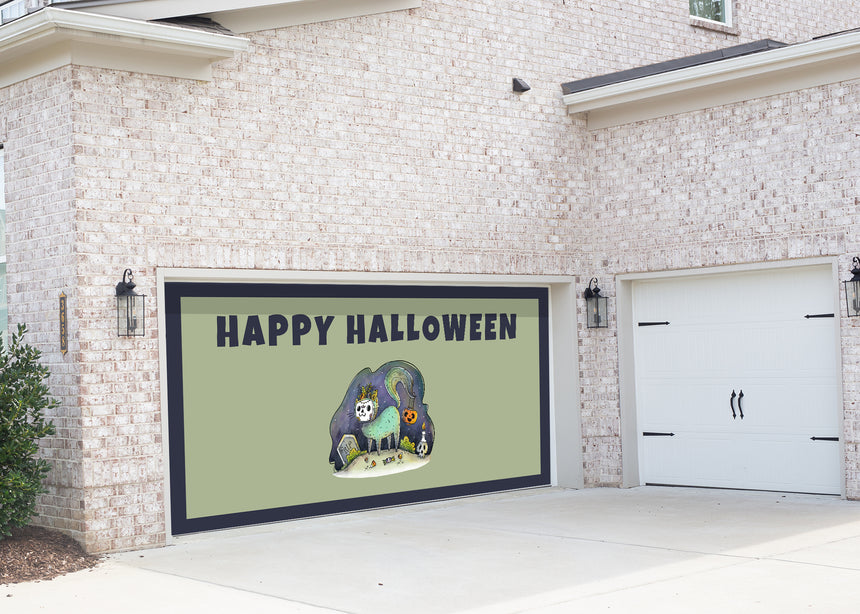 Cute Cat Halloween Garage Door Banner