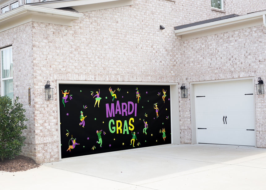 Dancing Mardi Gras Garage Door Banner