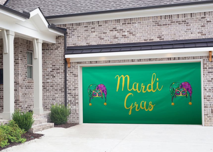 Mardi Gras Mask Garage Door Banner
