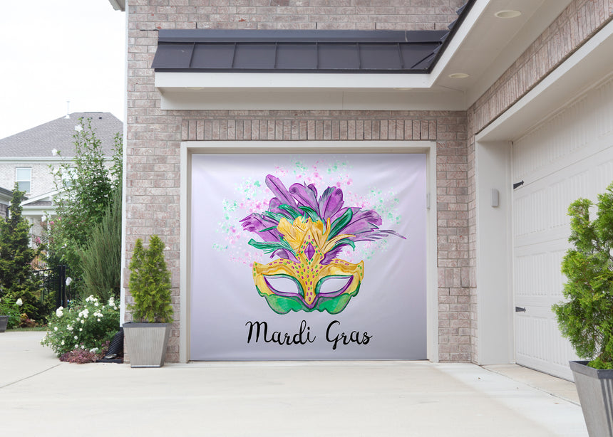 Watercolor Mardi Gras Garage Door Banner